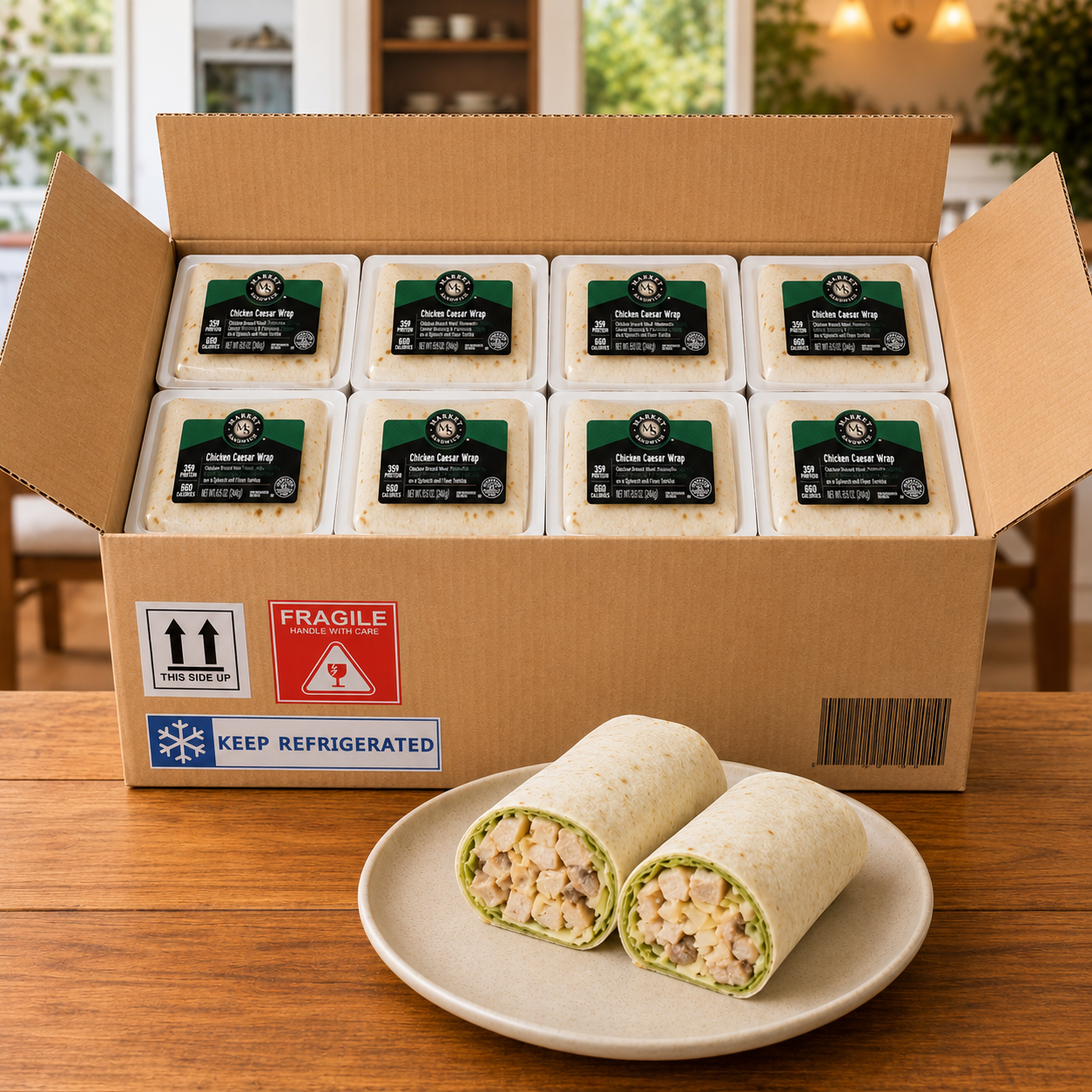 Chicken Caesar Wrap, 1 Case, 8 Wraps-Ships Frozen And Once Out of the Freezer 30 Days Shelf Life in the Cooler!!
