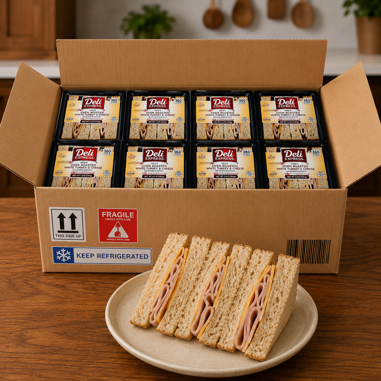 Deli Express Mega Hickory Smoked Turkey & Cheese Sandwich Wedge – 5.8 oz (8 Per Case)