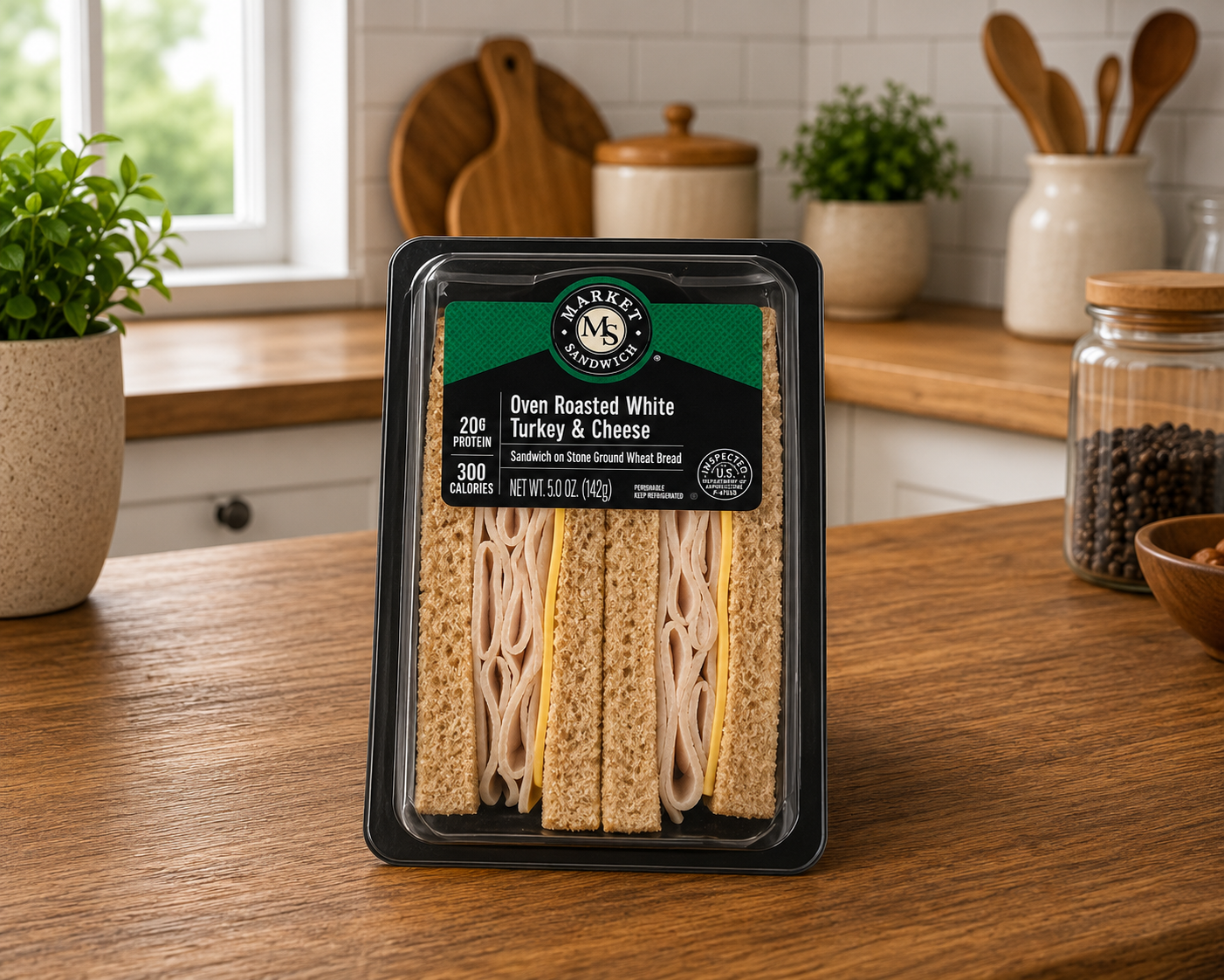 Oven Roasted Turkey & Cheese Mega Sandwich Wedge – 5 oz Each, 10 Sandwiches per Case