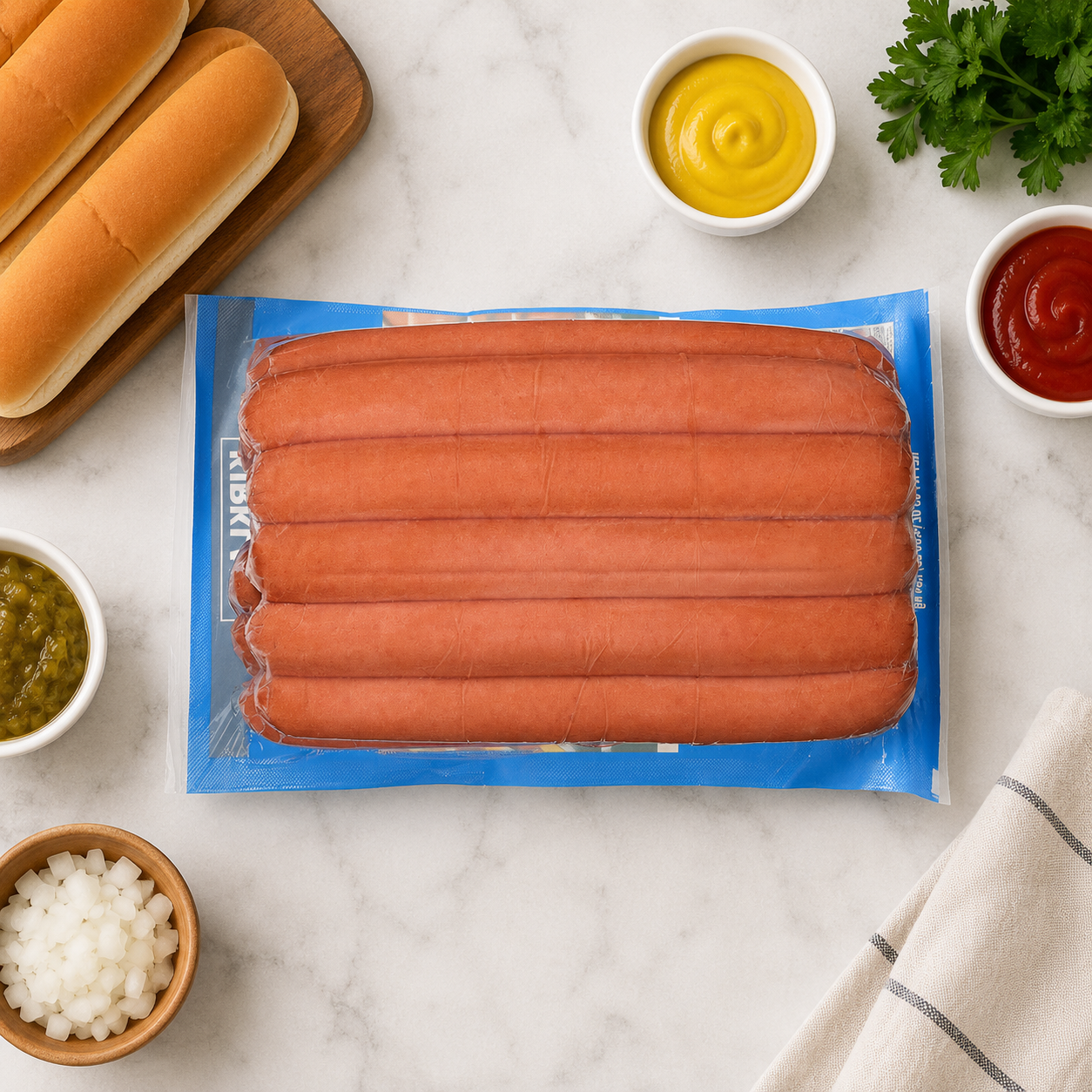 Kirkland Signature Beef Dinner Franks – 4.3 oz each, 15 Franks per Pack, 3 Packs per Case