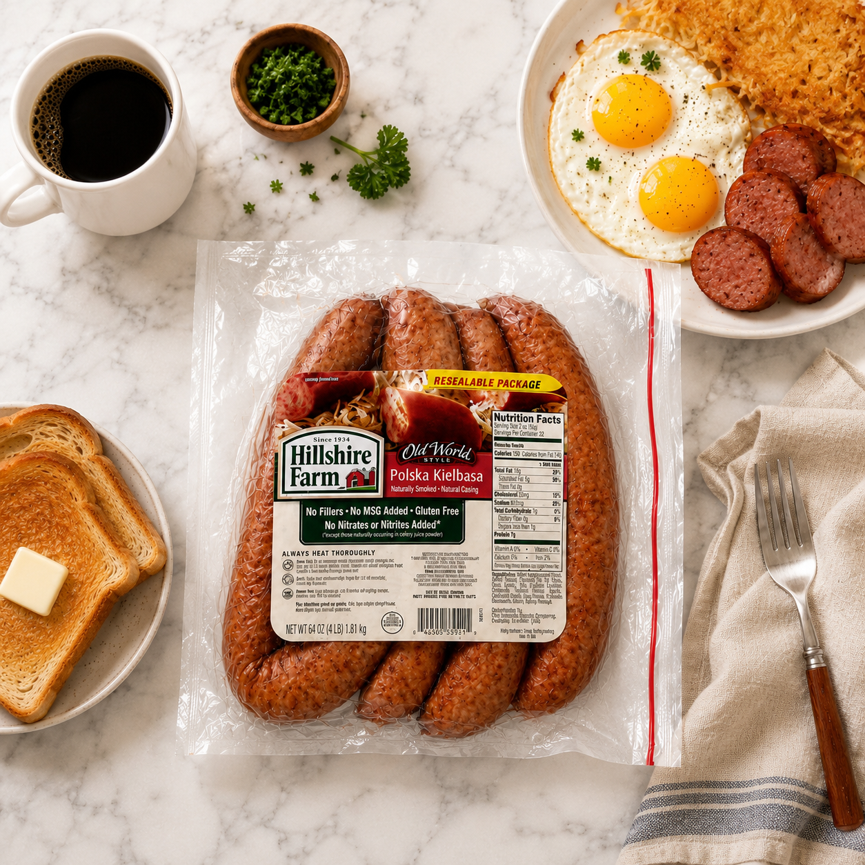 Hillshire Farm Polska Kielbasa Rope – 64 oz (4 lb) per Rope, 3 Ropes per Case