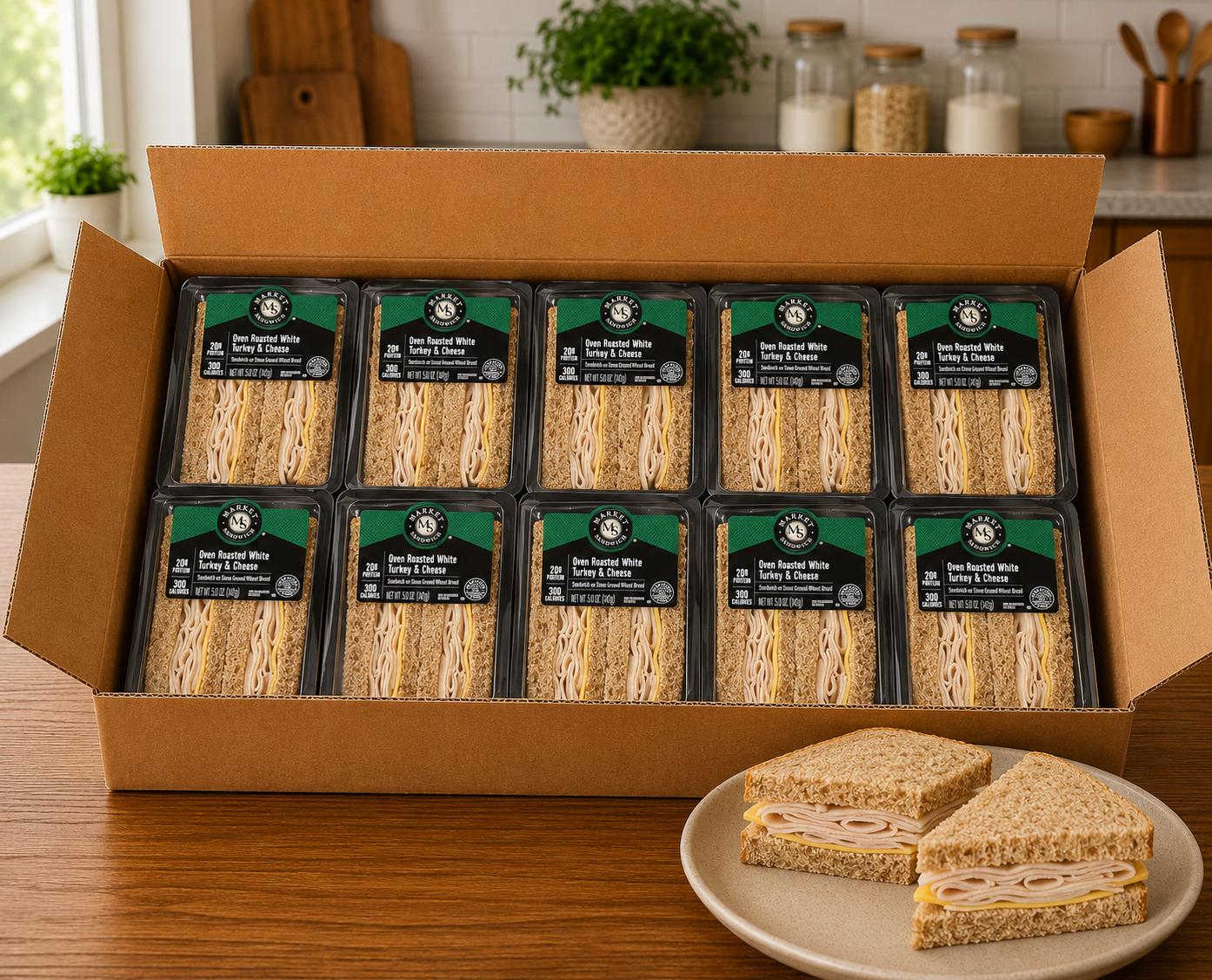 Oven Roasted Turkey & Cheese Mega Sandwich Wedge – 5 oz Each, 10 Sandwiches per Case
