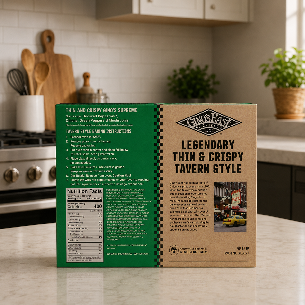 Combo Gino’s East Tavern Style Pizza Variety Pack – Classic Cheese, Gino’s Supreme & Meaty Legend, 3 Count