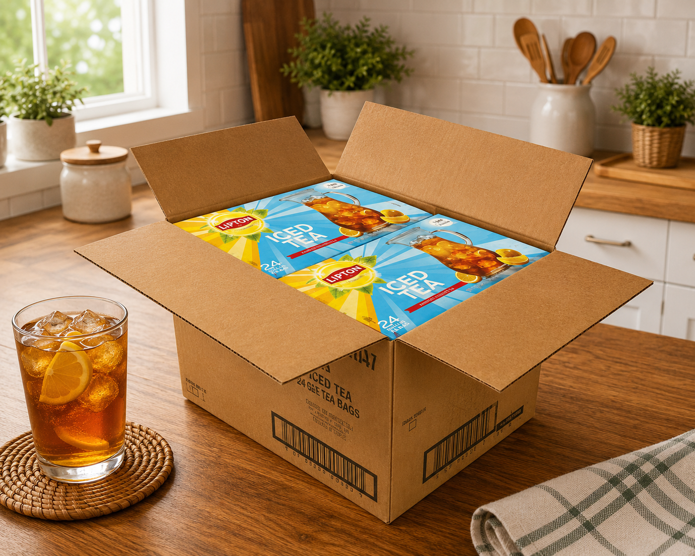 Lipton Iced Smooth Black Tea Bags – 24 Tea Bags per Box, 4 Boxes per Case