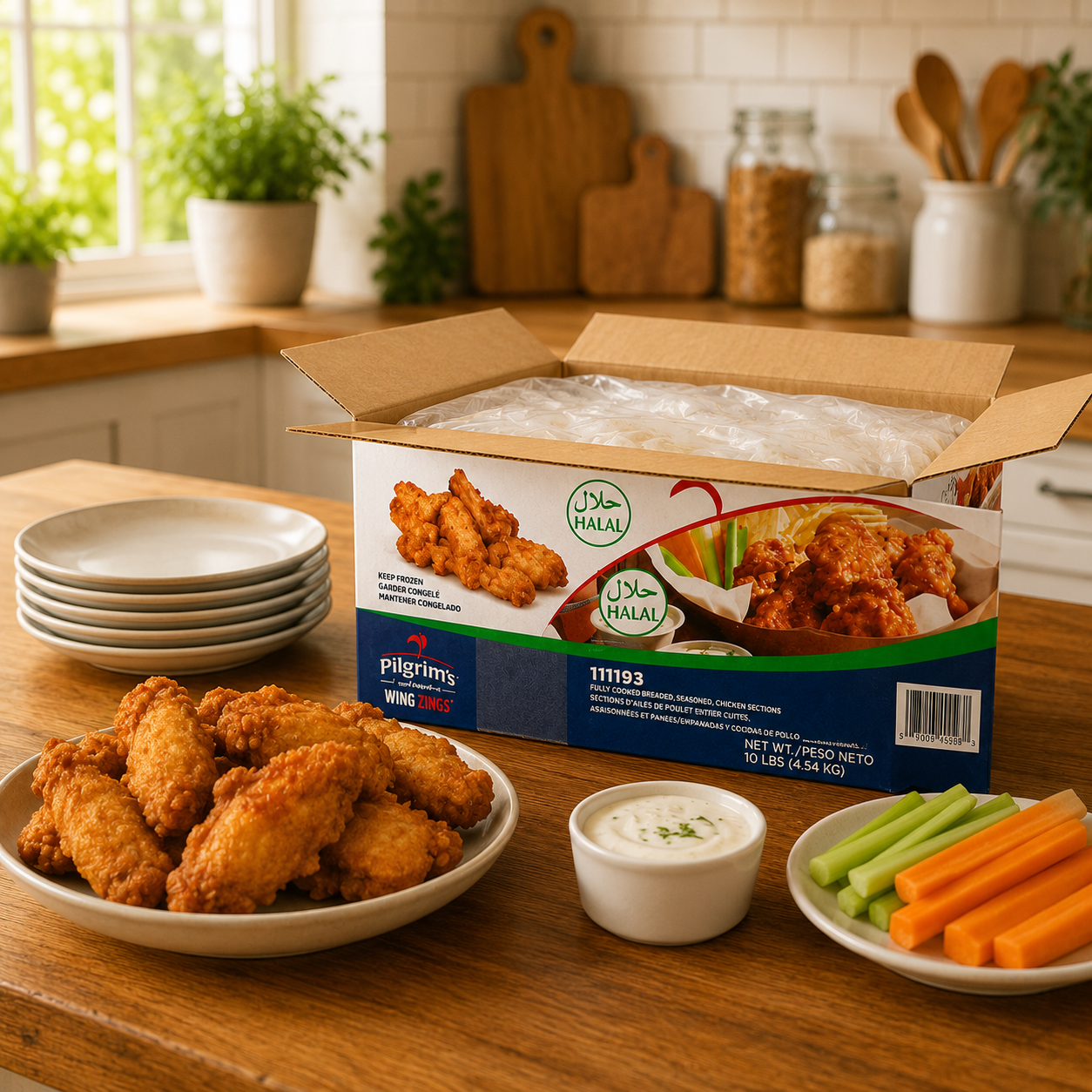 Pilgrim's Pride Halal Fully Cooked Wing Dings – 160 oz per Case