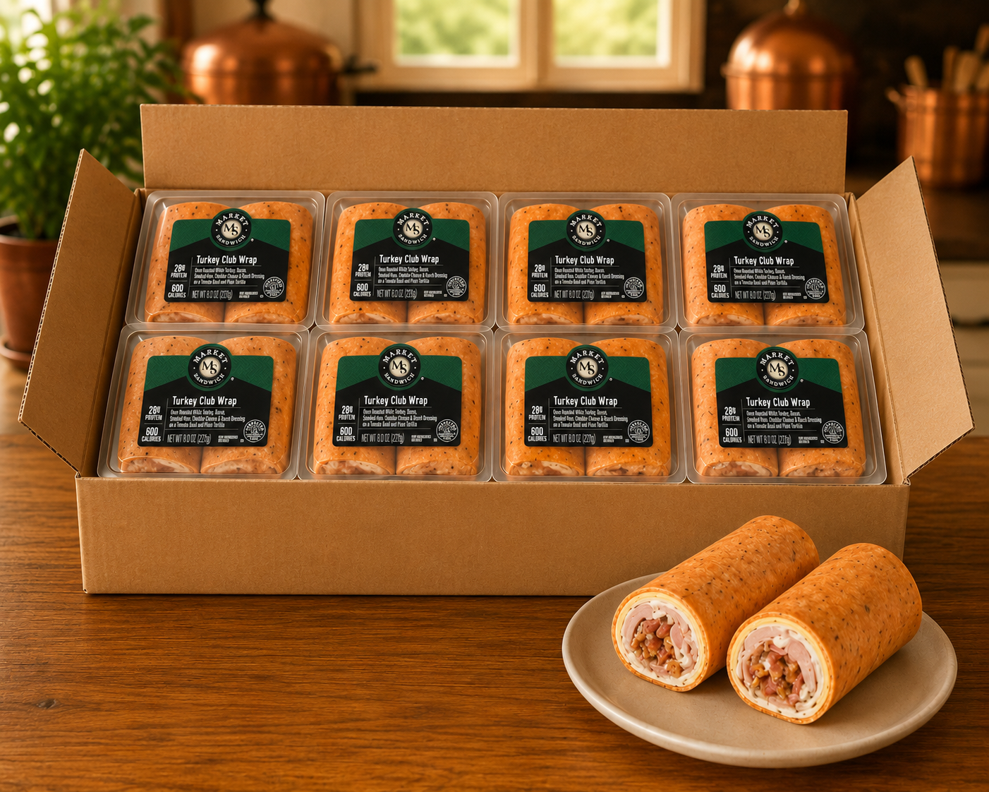 Turkey Club With Bacon, Ham, Cheddar Cheese, & Ranch Dressing Wrap-1 Case- 8 Count Case Ships Frozen And Once Out of the Freezer 30 Days Shelf Life in the Cooler!!