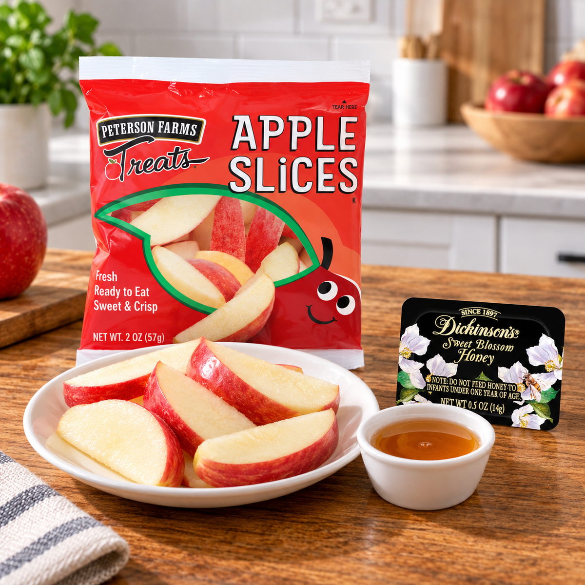 Apple Slices with Honey – 100 Count (2-Case Bundle + 1 Dickinson Pure Honey)