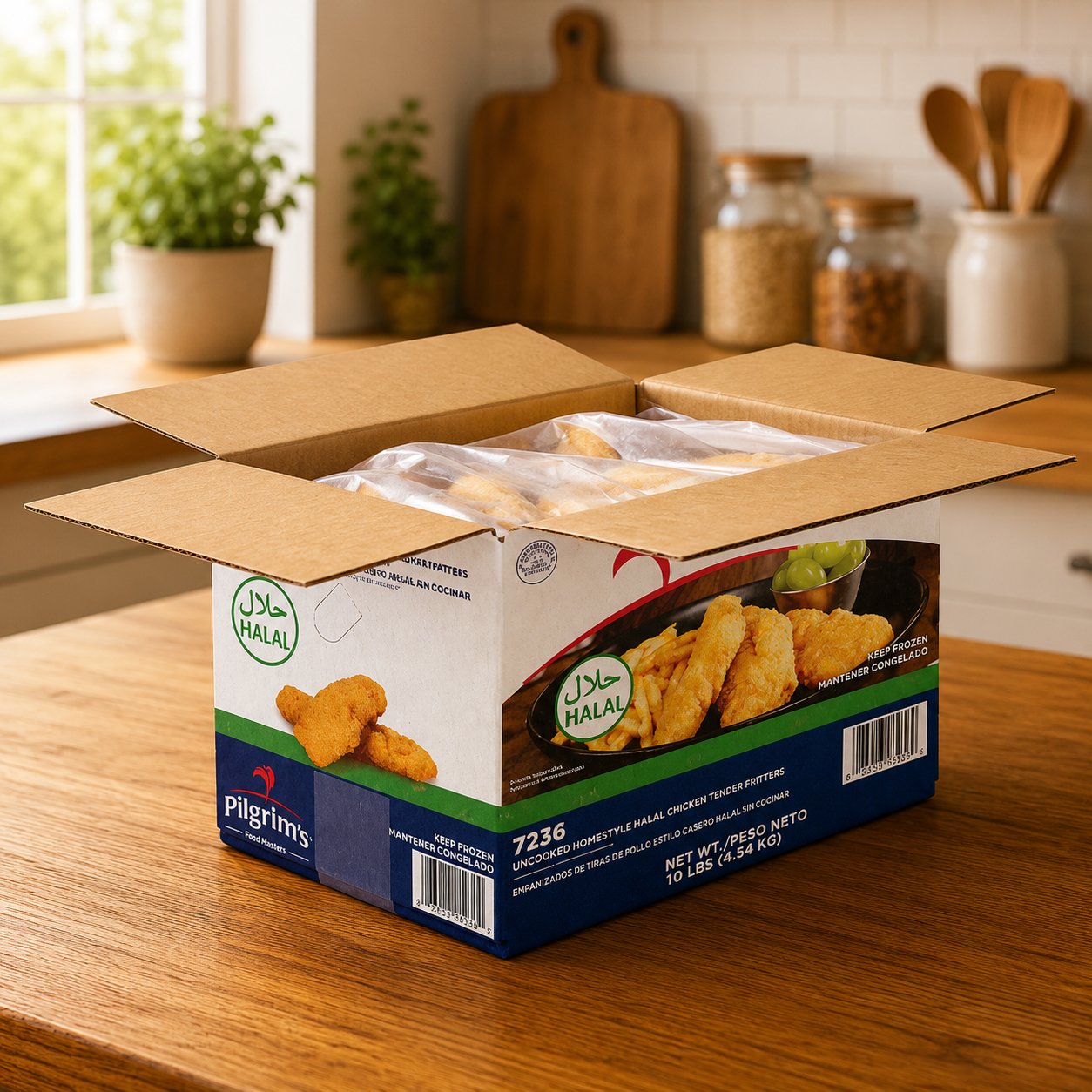 Pilgrim's Foodservice Uncooked Homestyle Halal Chicken Tender Fritters – 10 lb per Case