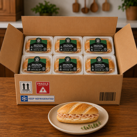 Smoked White Turkey & Provolone Cheese Sub, 1 Case, 6 Count-Ships Frozen And Once Out of the Freezer 30 Days Shelf Life in the Cooler!!