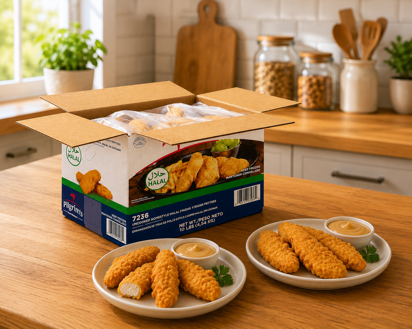 Pilgrim's Foodservice Uncooked Homestyle Halal Chicken Tender Fritters – 10 lb per Case