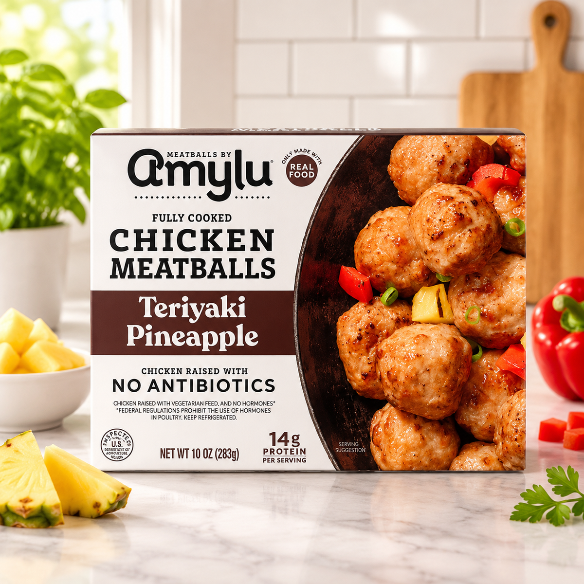 Amylu Teriyaki Pineapple Chicken Meatballs – 10 oz (1 Count)