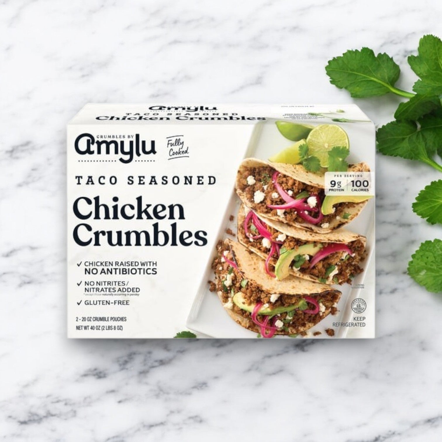Amylu Taco Seasoned Chicken Crumbles, 40 oz
