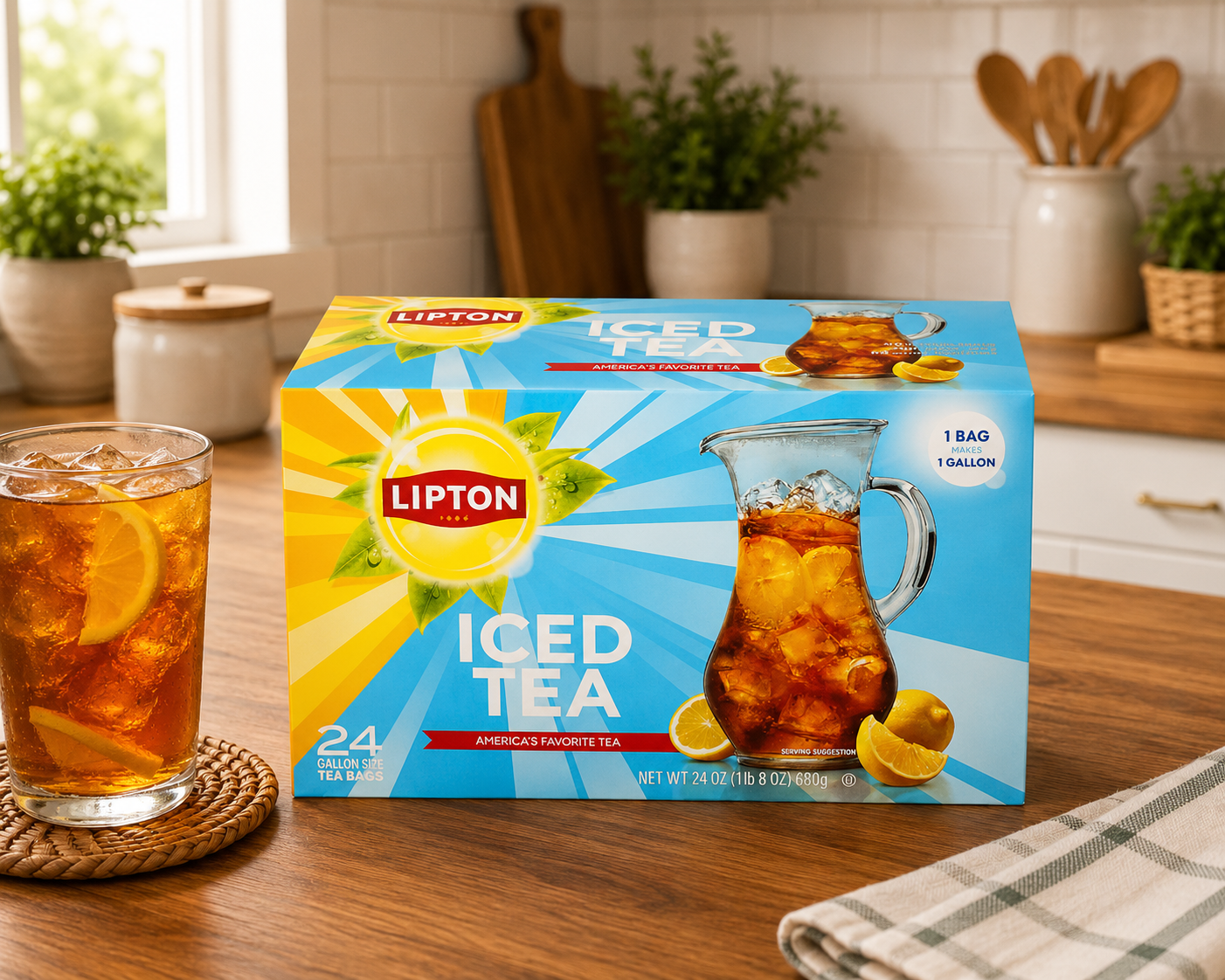 Lipton Iced Smooth Black Tea Bags – 24 Tea Bags per Box, 4 Boxes per Case