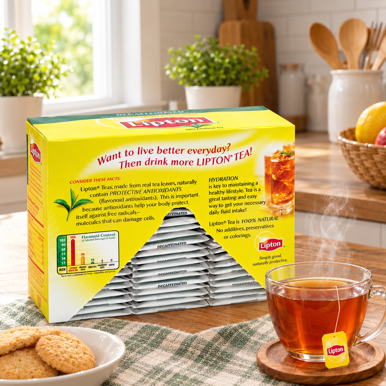 Lipton Decaf Black Tea Bags – 72 Tea Bags per Box, 6 Boxes per Case