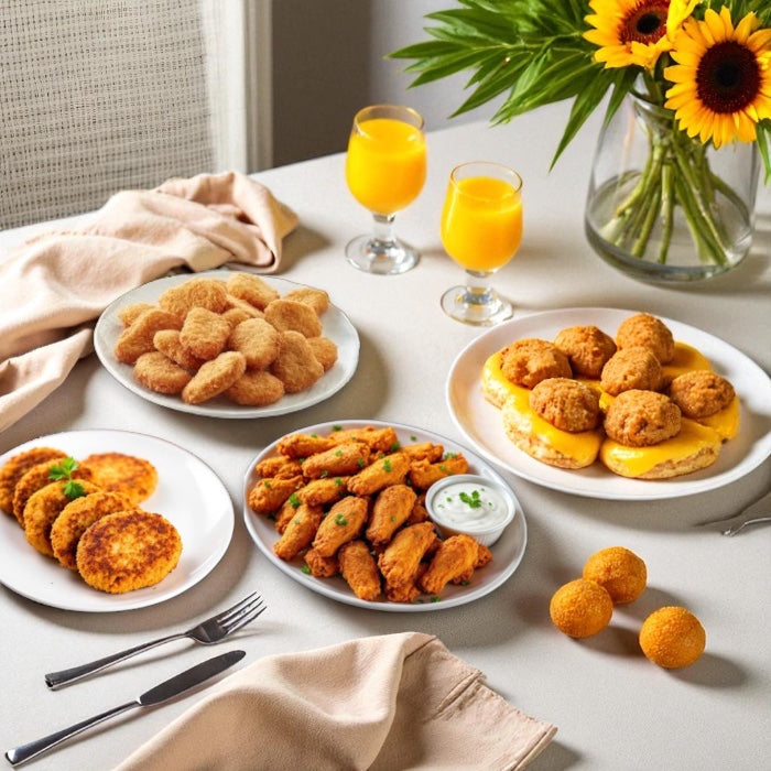 Halal Chicken Breast Nuggets (3 lbs), Halal Chicken Breast Patties (10 lbs), Halal Chicken Wings (5 lbs) Favorites Combo (3 Items Total)