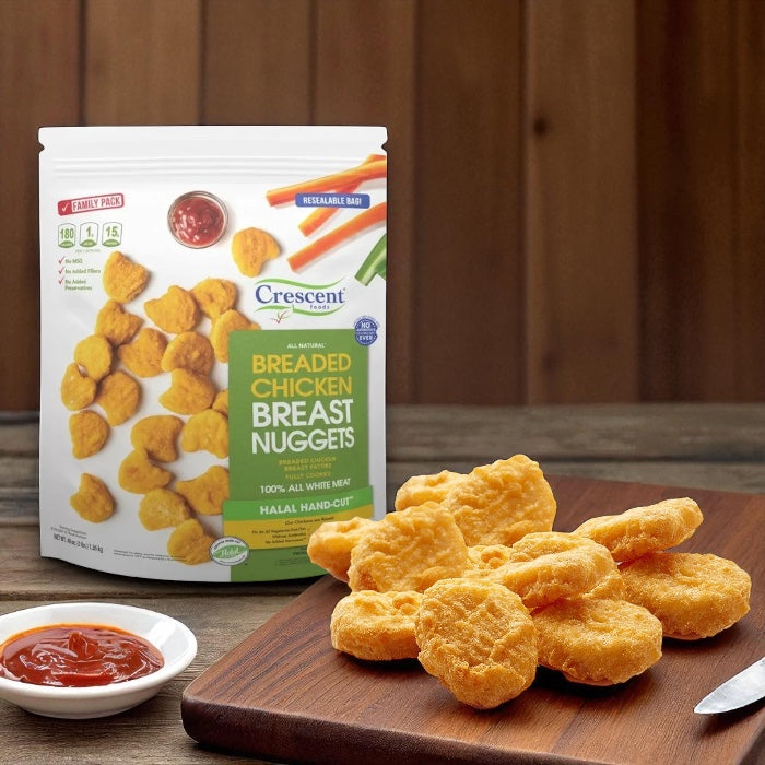 Crescent Foods Halal All Natural Chicken Breast Nuggets, 3 lbs