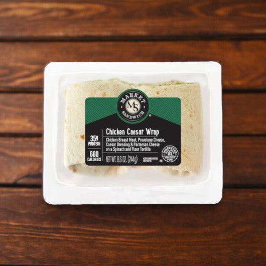 The Chicken Caesar Wrap by E.A. Sween offers savory satisfaction with tender chicken, provolone cheese, and Caesar dressing in fresh spinach and a flour tortilla. Shipped frozen, each pack includes 10 wraps with 30 days shelf life once refrigerated.