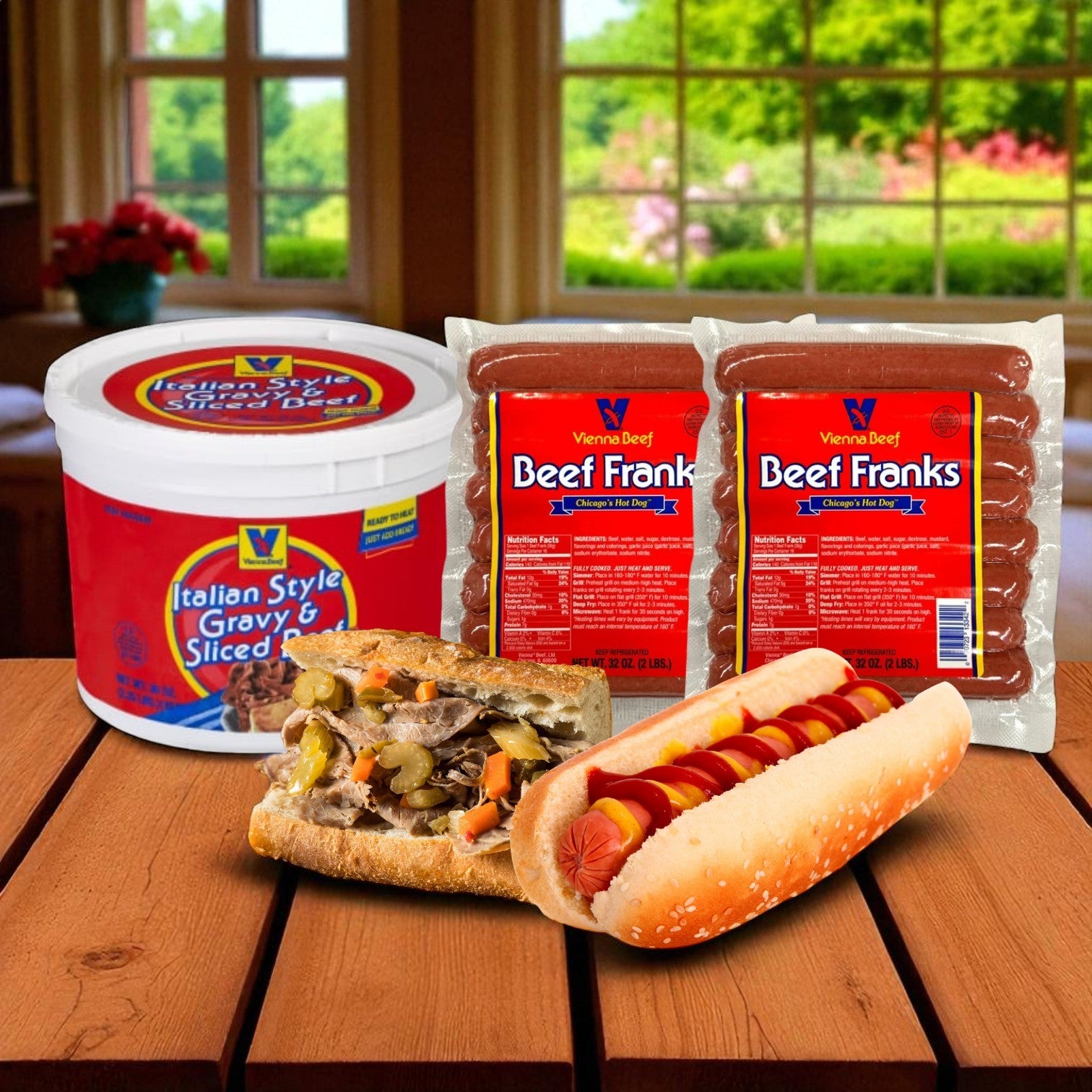 Chicago Classics Combo: Vienna Beef Hot Dogs & Italian-Style Beef with Gravy!