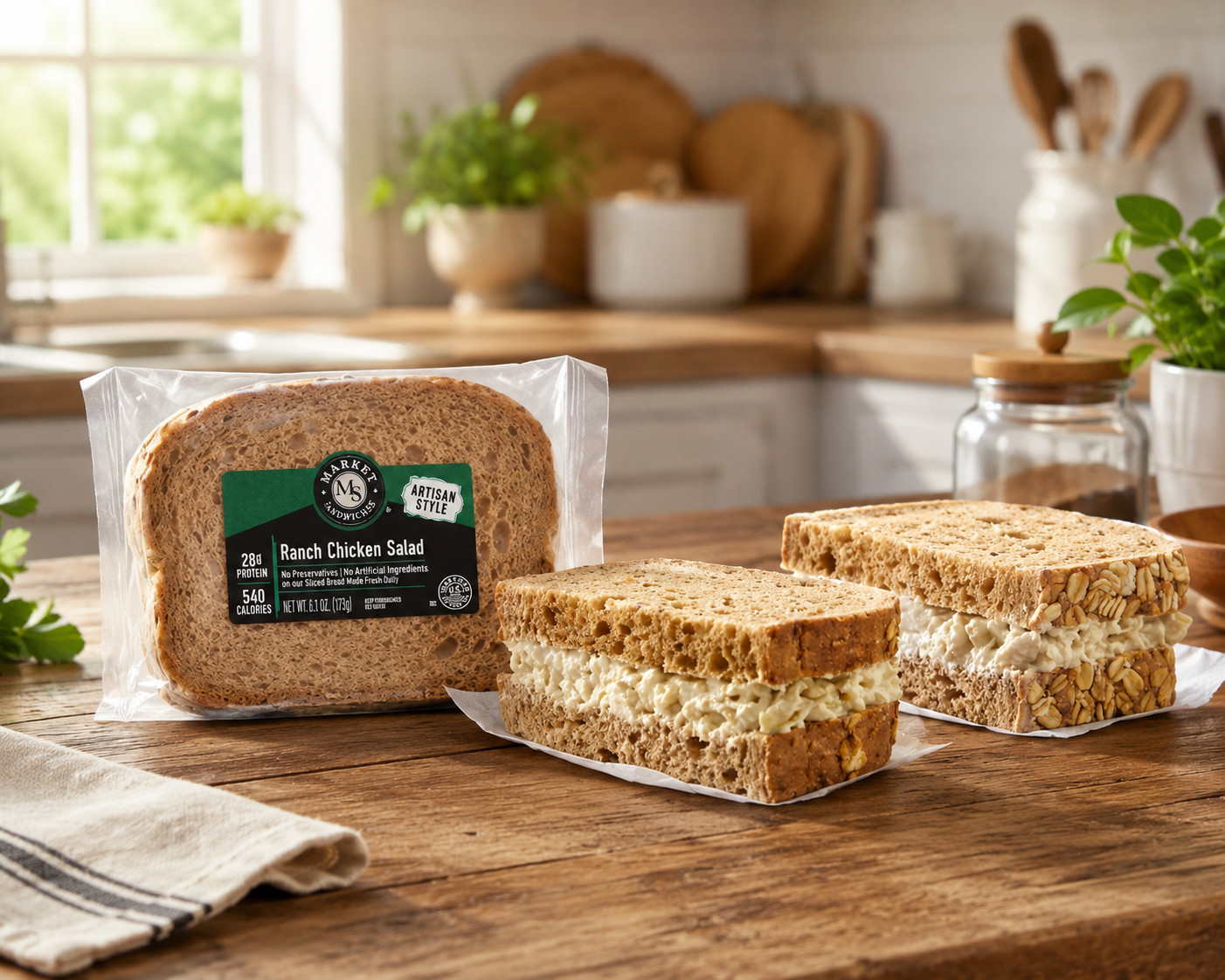 Ranch Chicken Salad Sandwich on Multigrain Bread – 6.6 oz Each, 8 Sandwiches per Case (Ships Frozen)