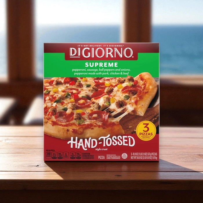 DiGiorno Pizza, Style Crust, Hand-Tossed, Supreme, 18.9 oz. 1 Box (3 Pizzas Total)