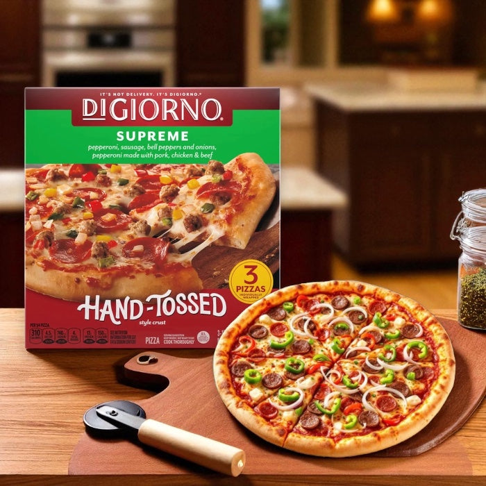 DiGiorno Pizza, Style Crust, Hand-Tossed, Supreme, 18.9 oz. 1 Box (3 Pizzas Total)