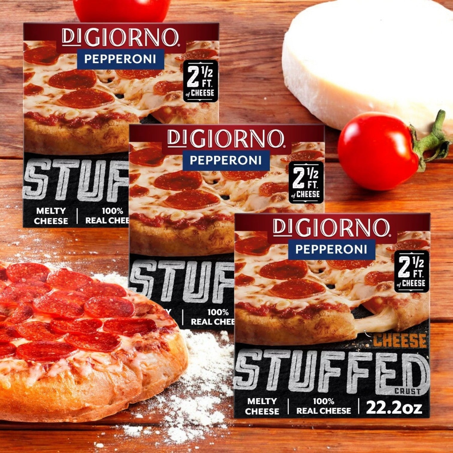 DiGiorno Pepperoni Frozen Pizza with Cheese Stuffed Crust – 3 Pack (22.2 oz each)