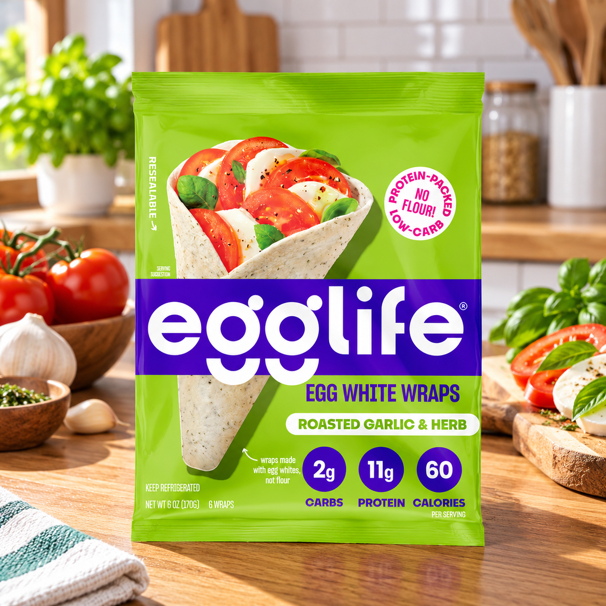 egglife Roasted Garlic & Herb Egg White Wraps — 1 pack - 6 Count