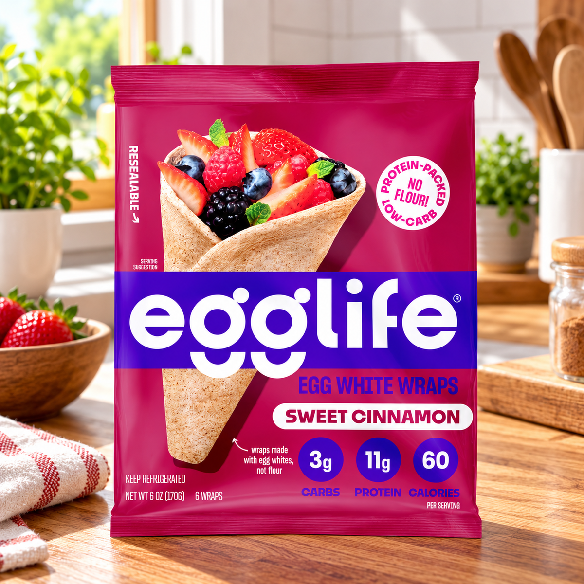 egglife Sweet Cinnamon Egg White Wraps - 1 count - 6 Count, 6 oz