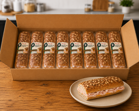 Smoked Turkey & Cheddar Sub Sandwich On Rustic Oat Topped Roll, 1 Case, 8 Count-Ships Frozen And Once Out of the Freezer 30 Days Shelf Life in the Cooler!!