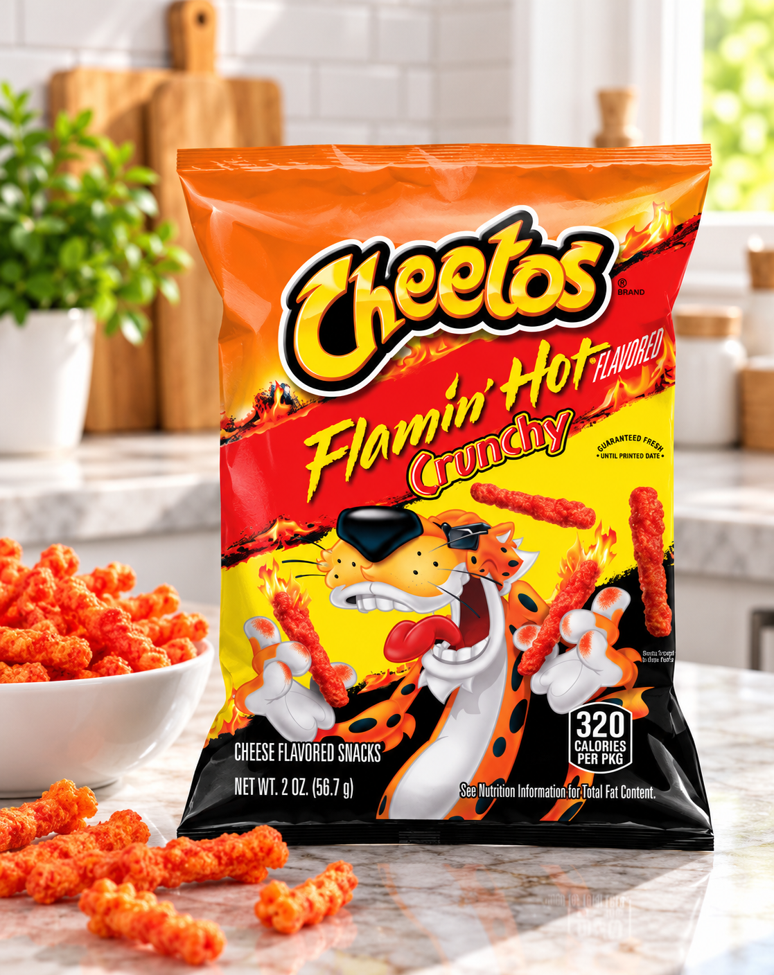 Cheetos Crunchy Flamin' Hot Cheese Flavored Snacks – 64 × 2 oz Large Single-Serve Bags (1 case)