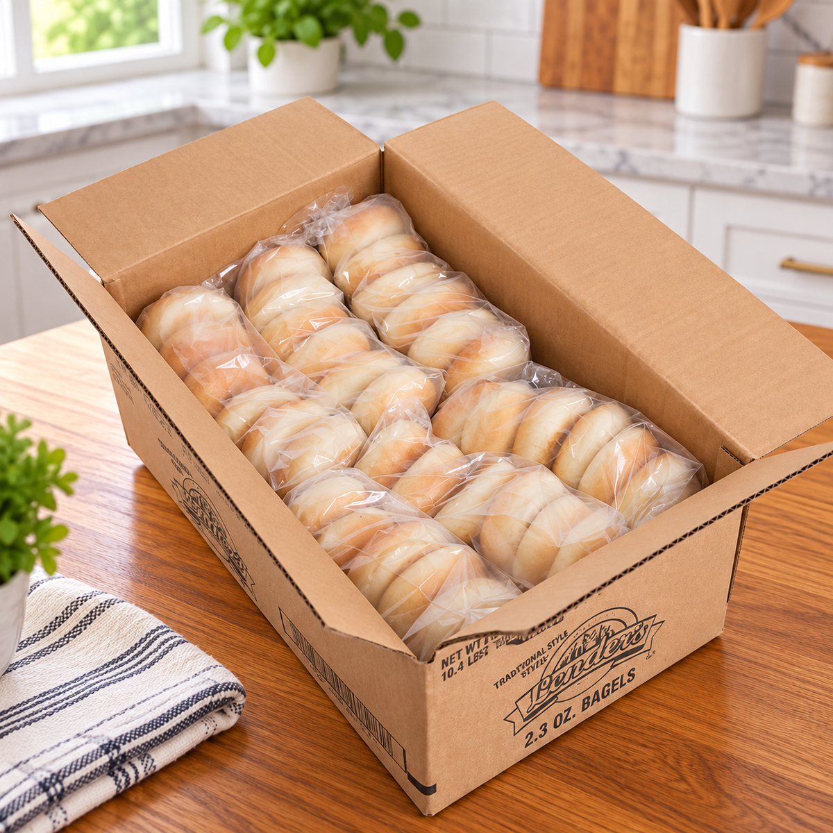 Lender's Plain Bagels – Sliced, 2.3 oz Each - 12 Packs × 6 Bagels - 1 Case