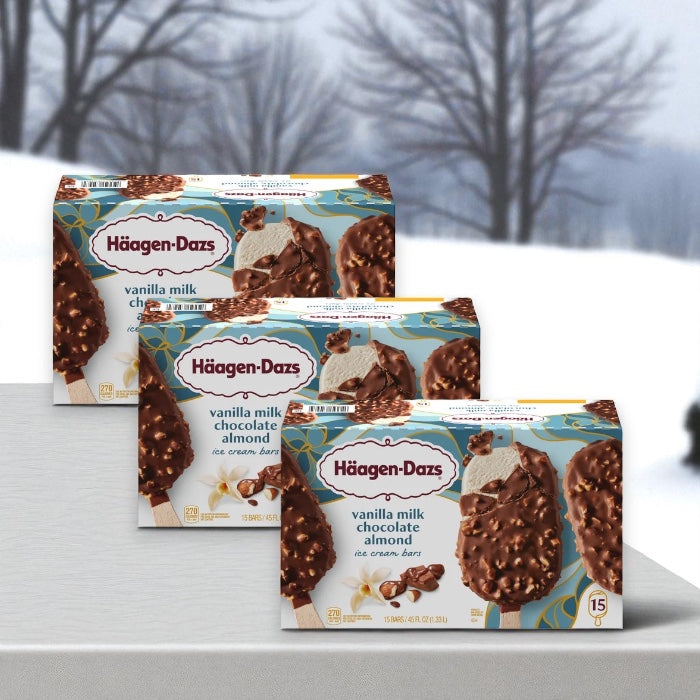 Haagen Dazs Vanilla Milk Chocolate Almond Ice Cream Bars (3 Pack – 45 ct)