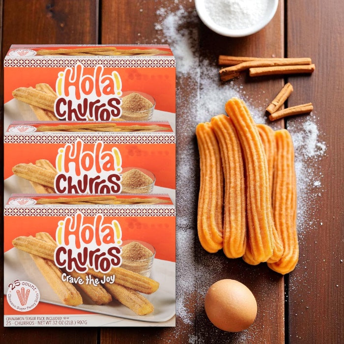 Hola Churros! Pastry Sticks, Cinnamon Sugar, Churros Bundle (3 x 25 Count) - 3 Packs Total