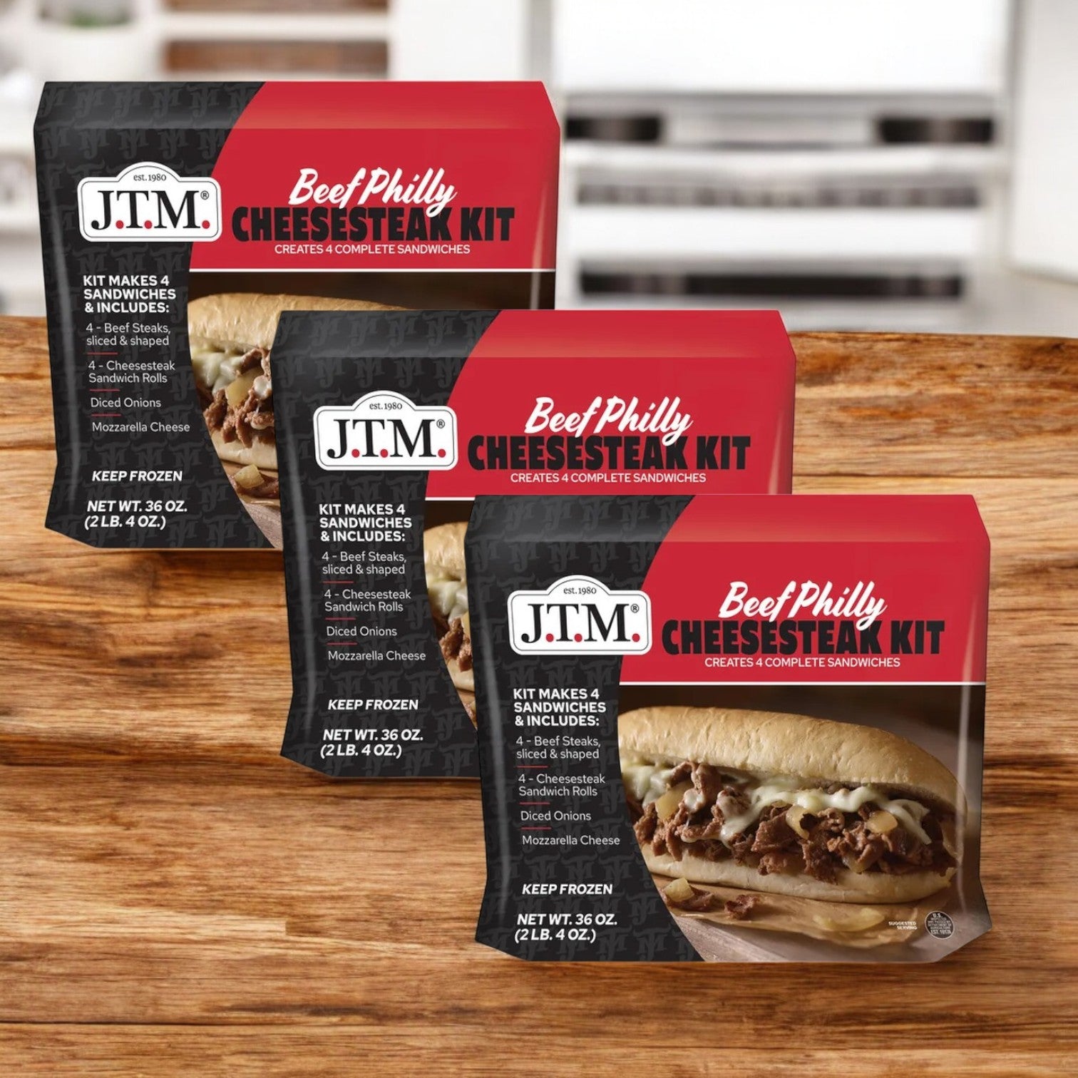 J.T.M. Beef Philly Cheesesteak Kit – 3 Packs (2 lbs Each), Makes 12 Complete Sandwiches