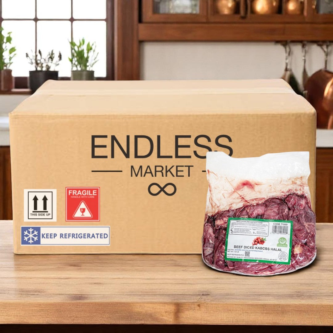Halal - Fresh Diced Beef Kabobs, 1x1x2-5.0 Ibs- 1 Case