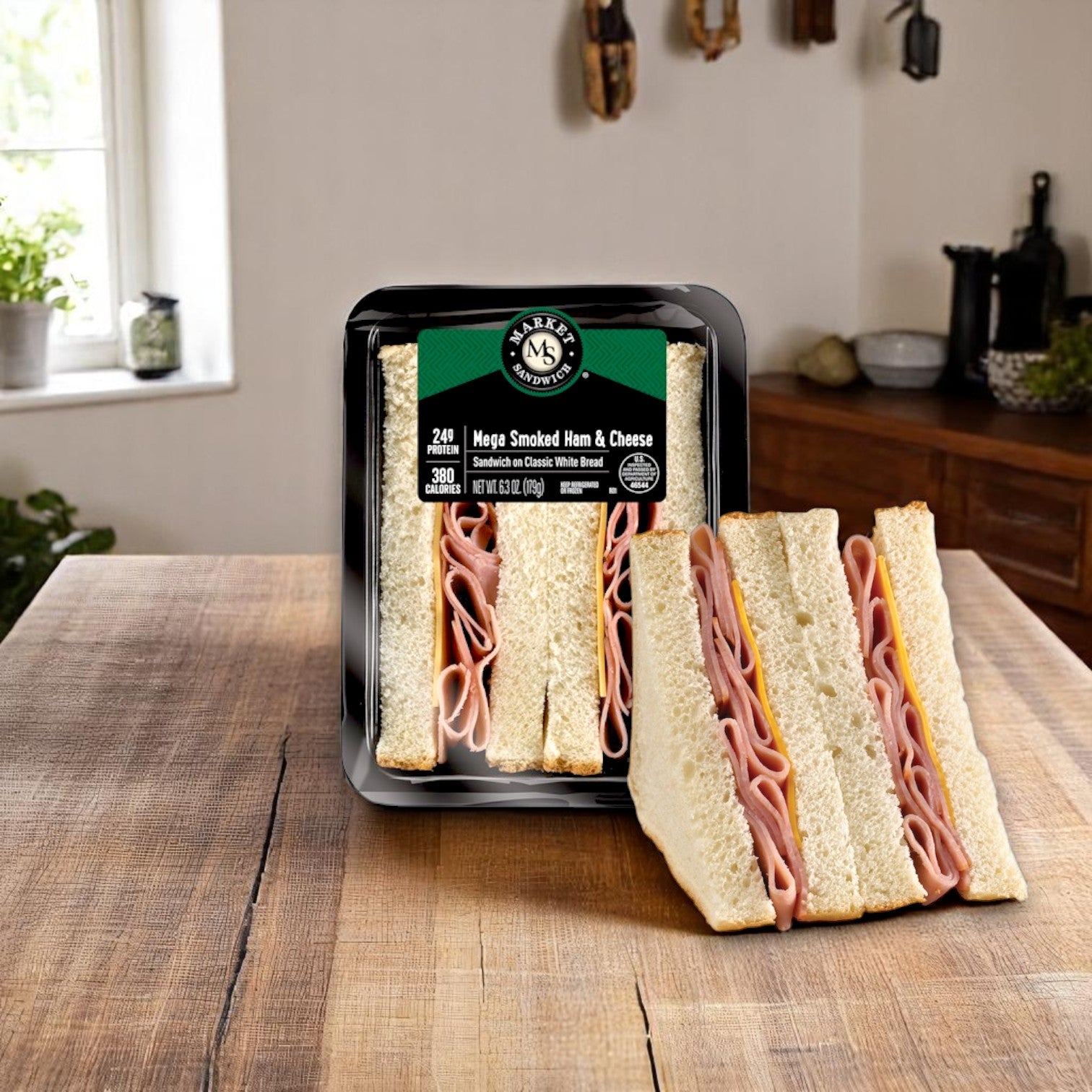 Market Mega Smoked Ham & Cheese Sandwich Wedge – 6.3 oz (8 Per Case)