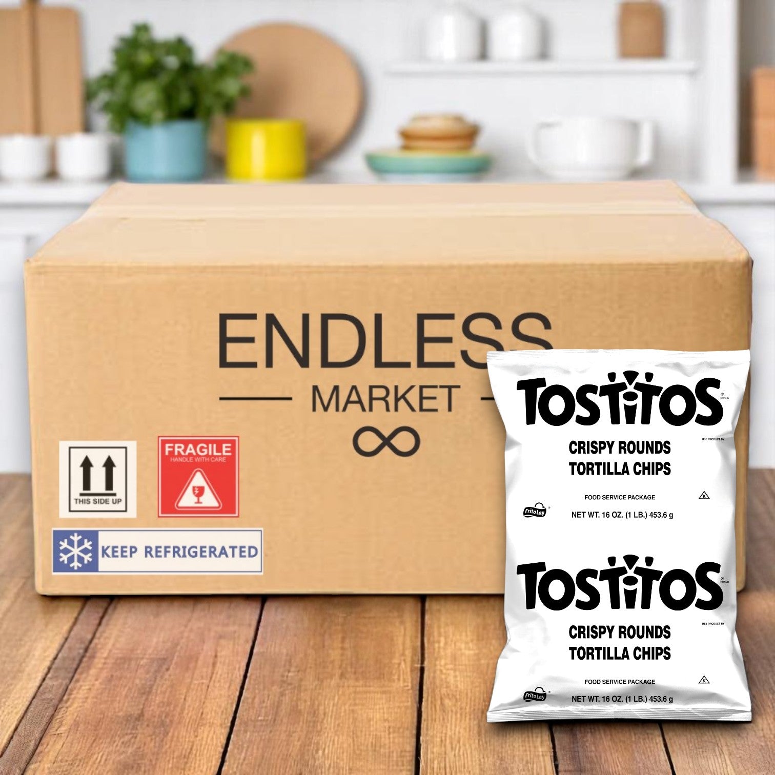 Tostitos® Crispy Rounds Tortilla Chips – 16 oz Bags (Pack of 8)