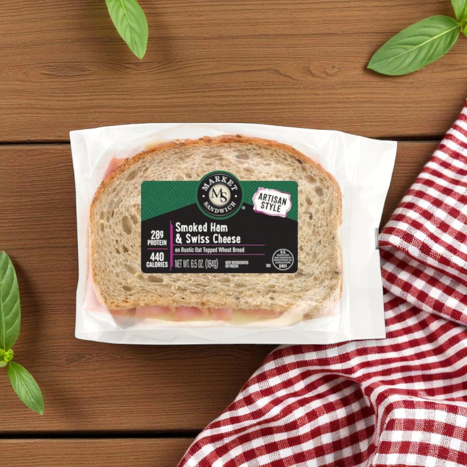 Market Sandwich 8-Pack – 4 Italian Style Wraps (8.2 oz) & 4 Ham & Swiss on Multigrain Sandwiches (6.5 oz), Individually Wrapped