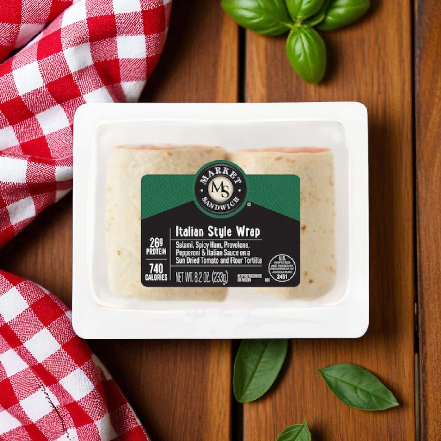 Market Sandwich 8-Pack – 4 Italian Style Wraps (8.2 oz) & 4 Ham & Swiss on Multigrain Sandwiches (6.5 oz), Individually Wrapped