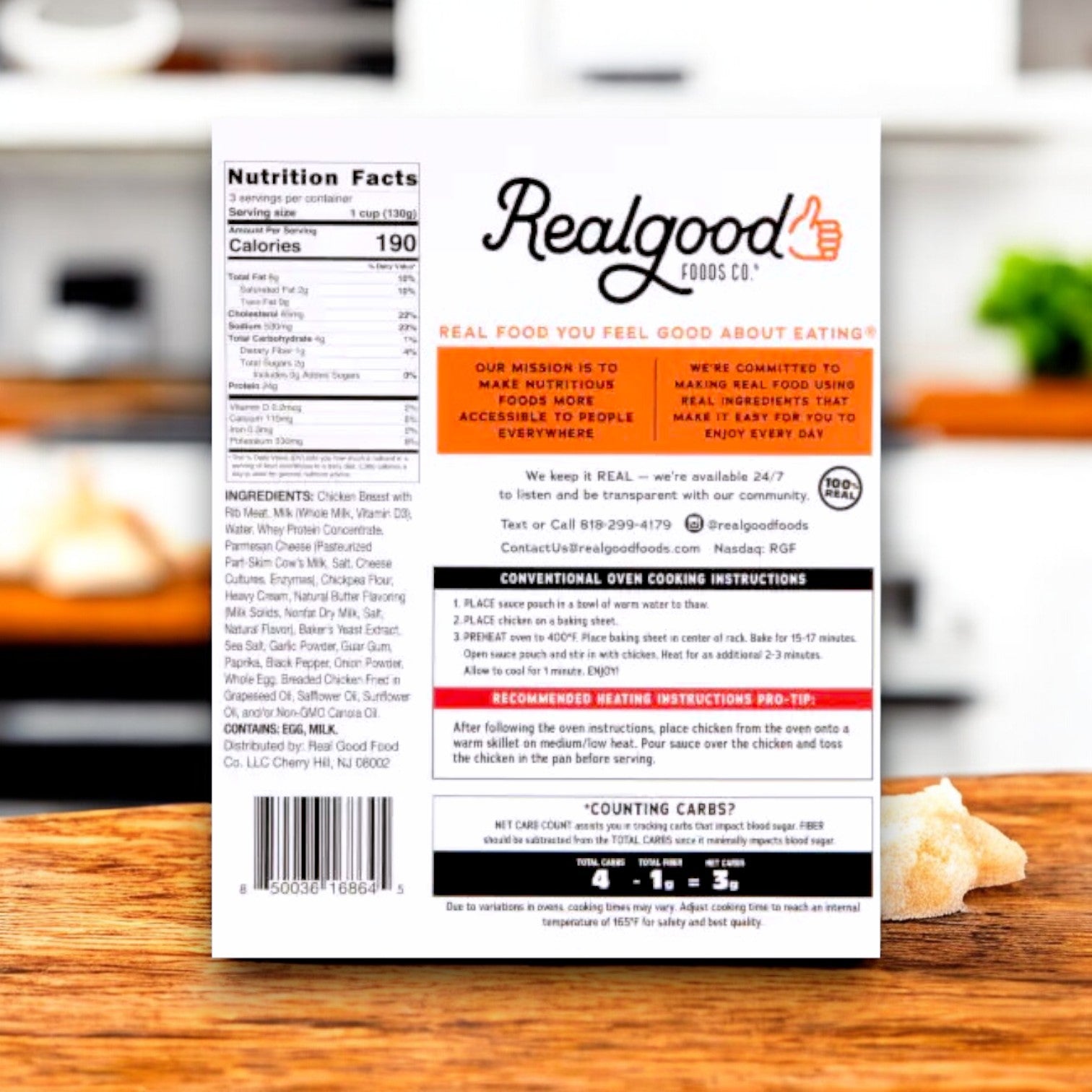 Real Good Foods Low Carb Parmesan Garlic Boneless Chicken Bites – High-Protein, Gluten-Free (15 oz.)