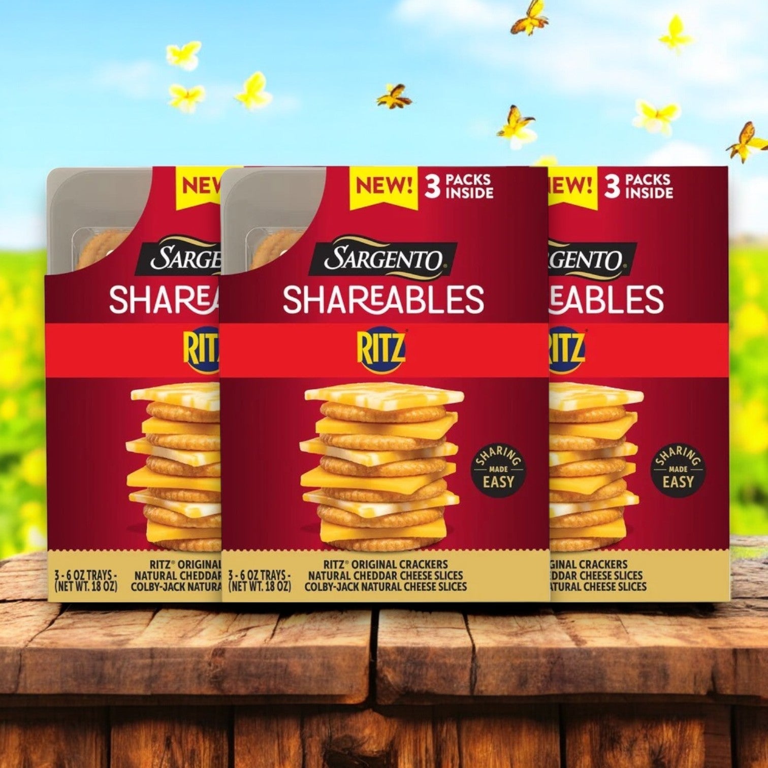Sargento Shareables Cheese & Ritz Crackers | 6 oz, 3 Packs - 9 Trays Total