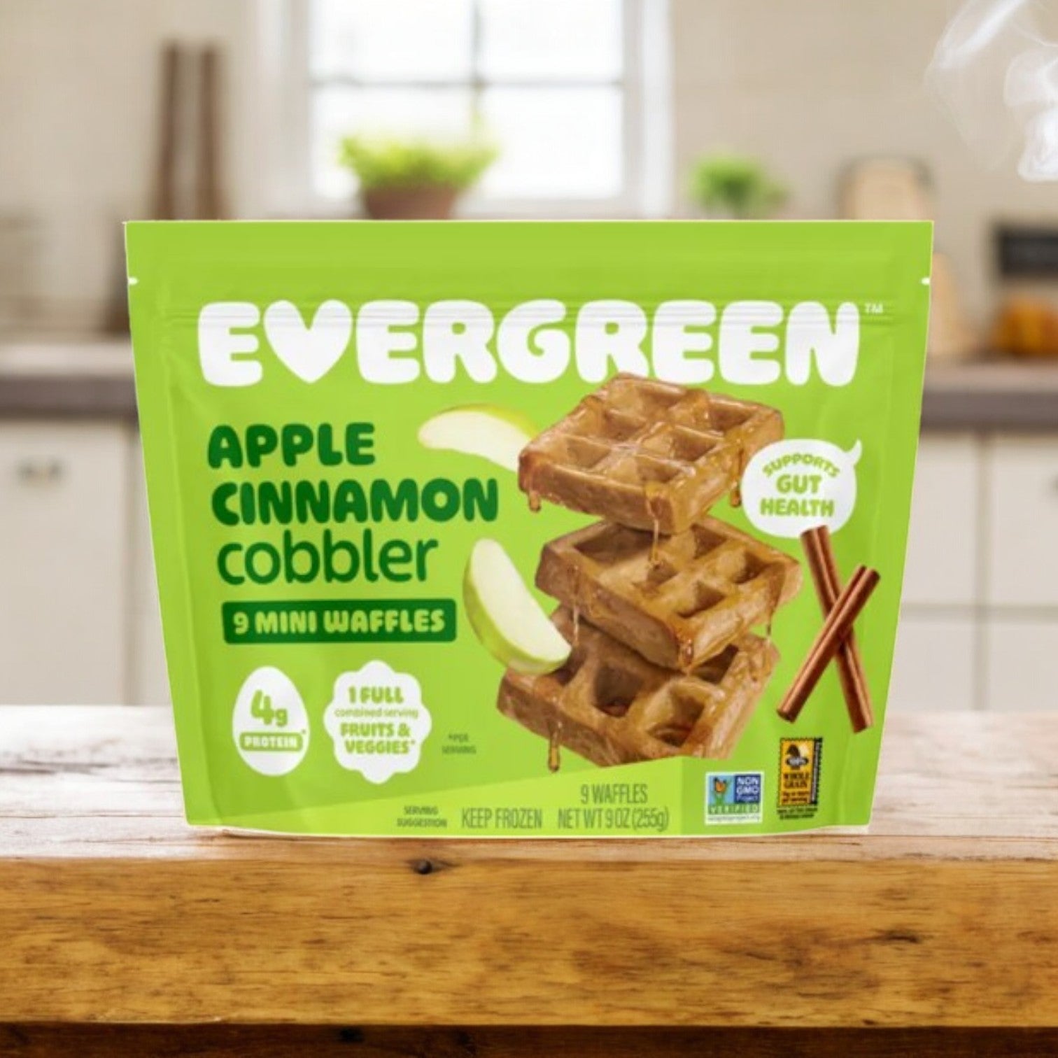 Evergreen Apple Cinnamon Cobbler, Frozen, Mini Waffles- 9 Oz- 1 Count