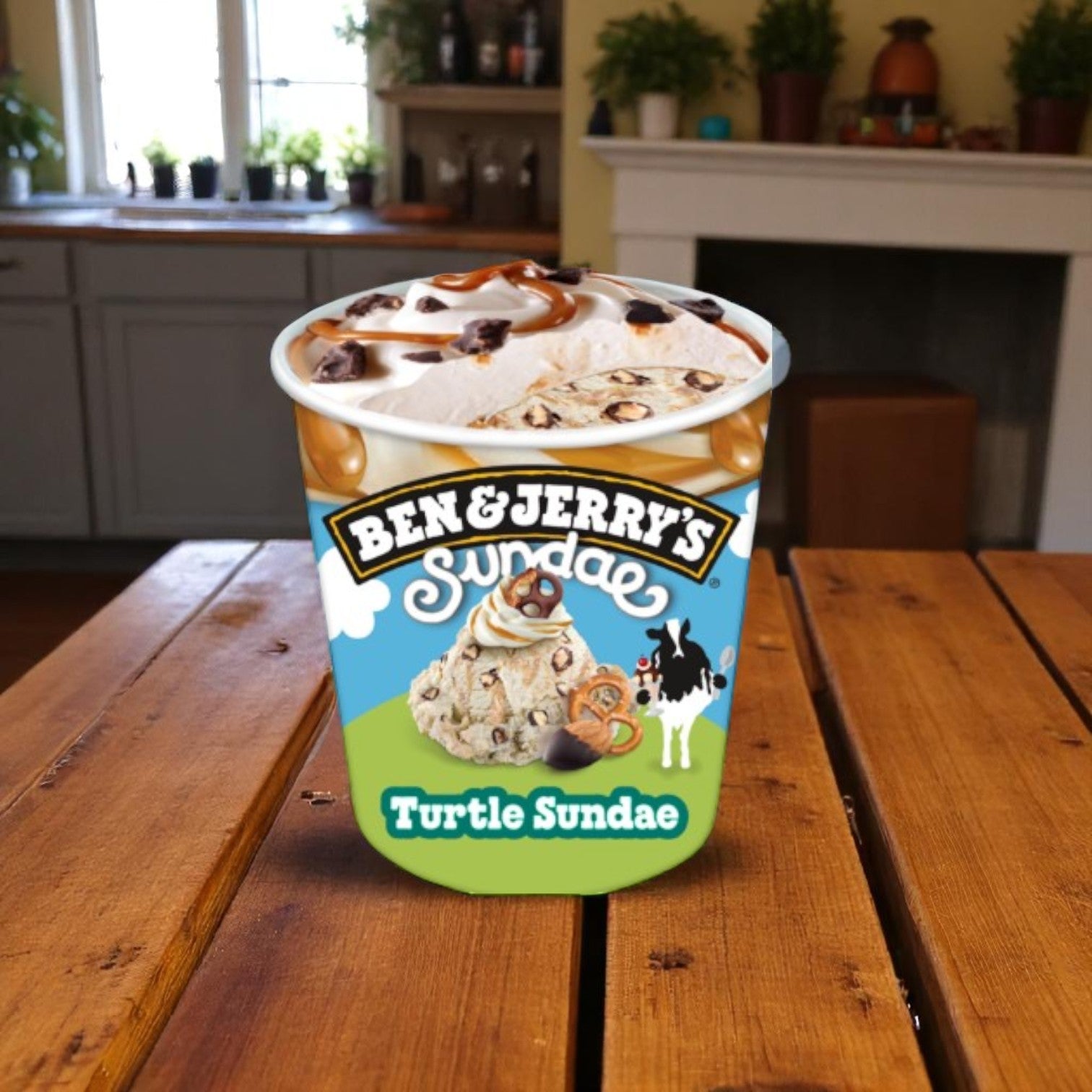 Ben & Jerry's Turtle Sundae Buttery Ice Cream Pint- 14.4 FL Oz- 6 Cases