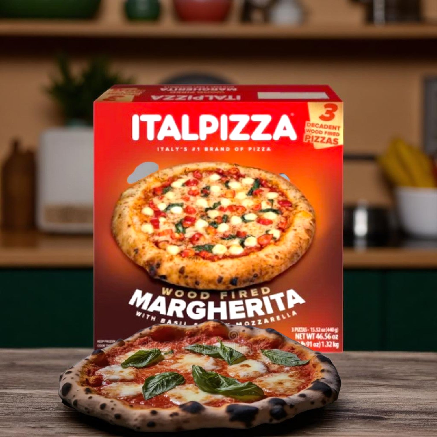 ITALPIZZA Wood Fired Pizza, Margherita, 15.5 oz, 3 Count- 1 Case
