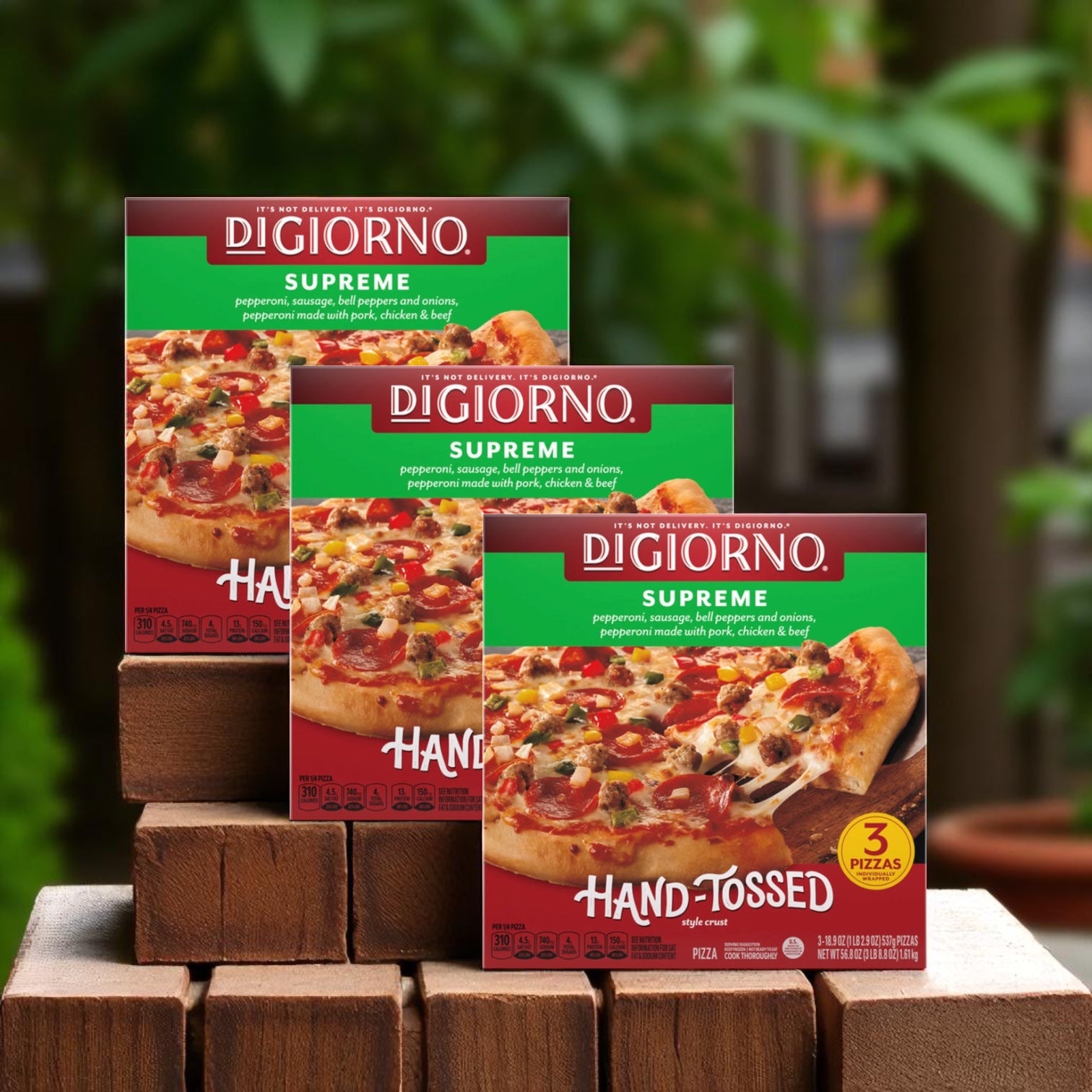 DiGiorno Pizza, Style Crust, Hand-Tossed, Supreme, 18.9 oz. Each - 3 Boxes- 9 Total Pizzas!