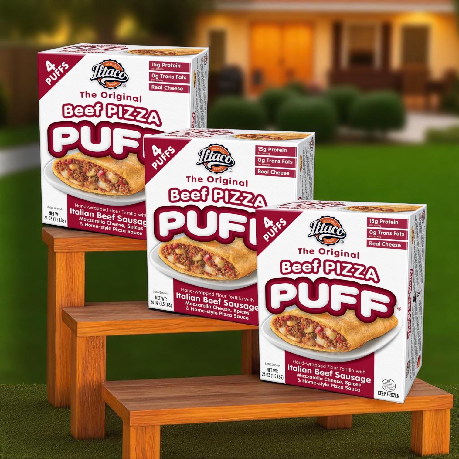 The Original Puff Beef Pizza- 24 Oz- 4 Puffs - 3 Count