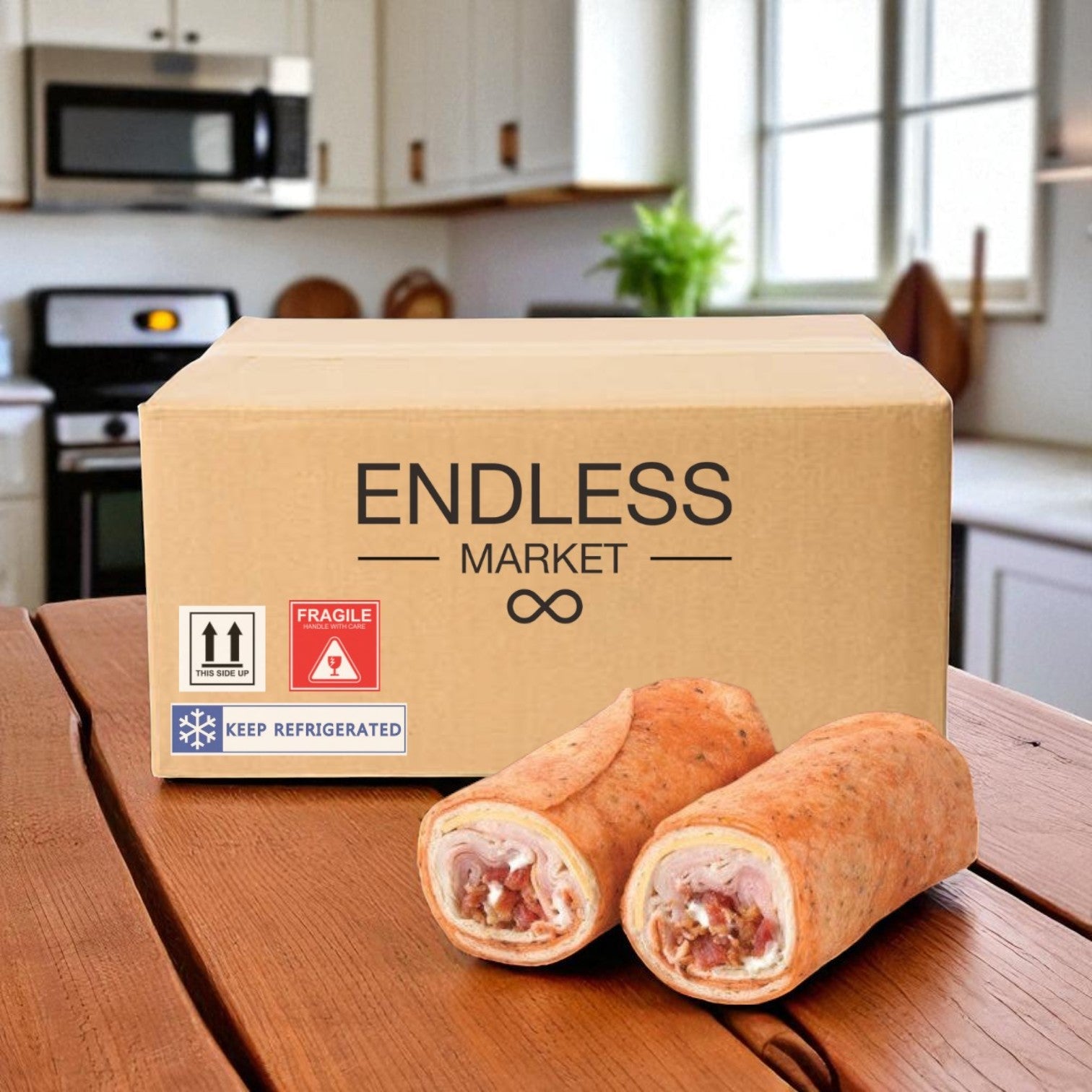 Turkey Club With Bacon, Ham, Cheddar Cheese, & Ranch Dressing Wrap-1 Case- 8 Count Case Ships Frozen And Once Out of the Freezer 30 Days Shelf Life in the Cooler!!