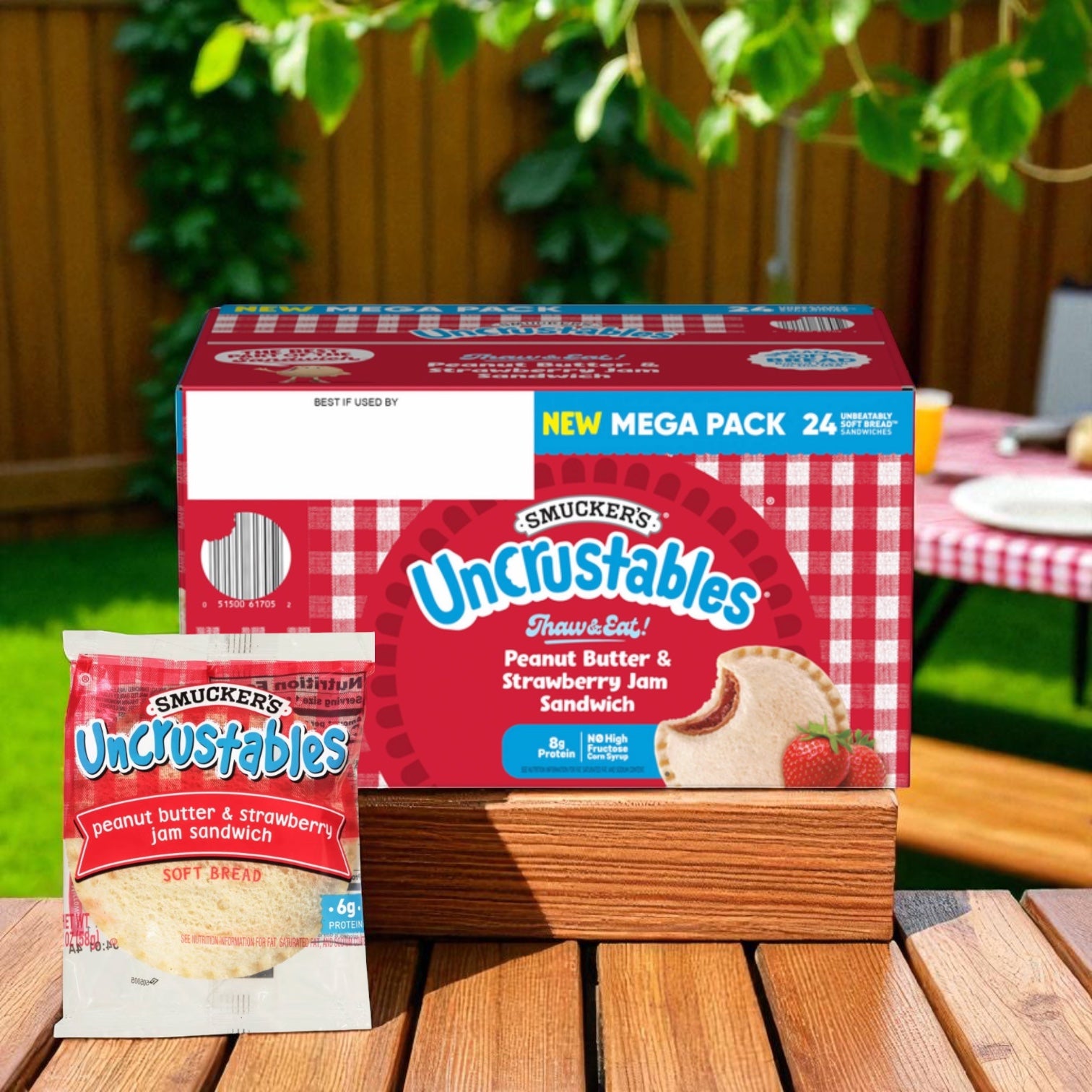 Smucker's Uncrustables Bundle Of Peanut Butter & Strawberry Jam Sandwich & Peanut Butter & Grape Jelly Sandwich  24 Count - 2 Pack