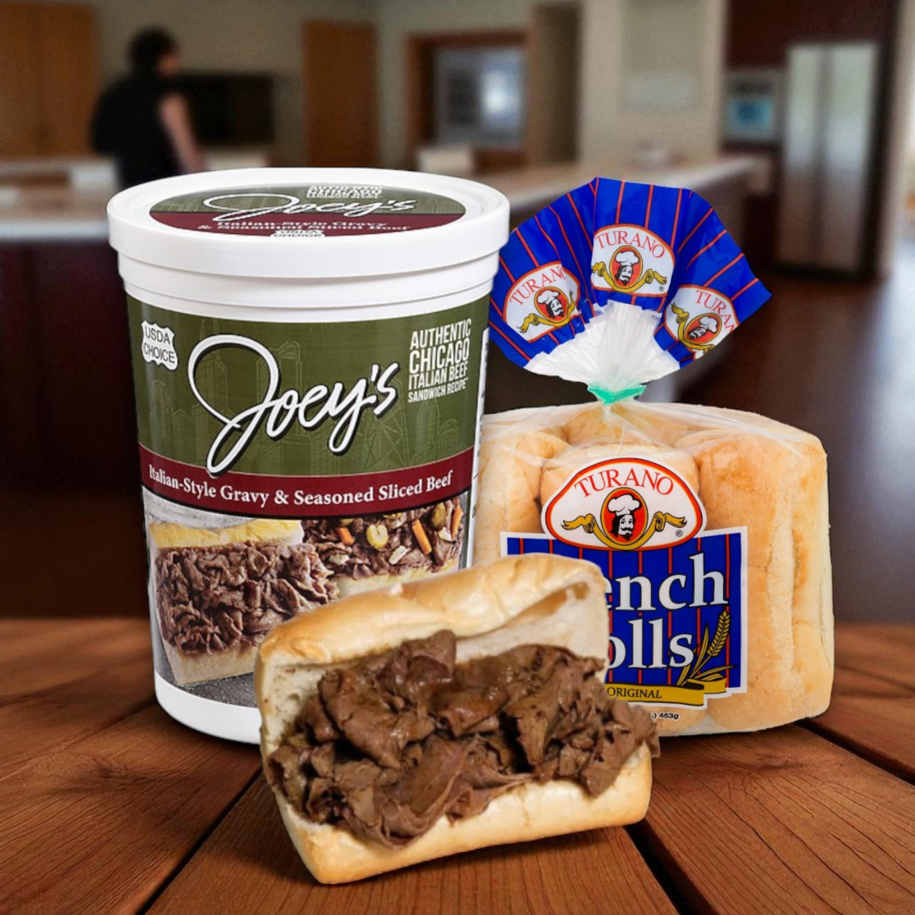 Joey’s Italian-Style Sliced Beef with Gravy & Turano® French Rolls Combo
