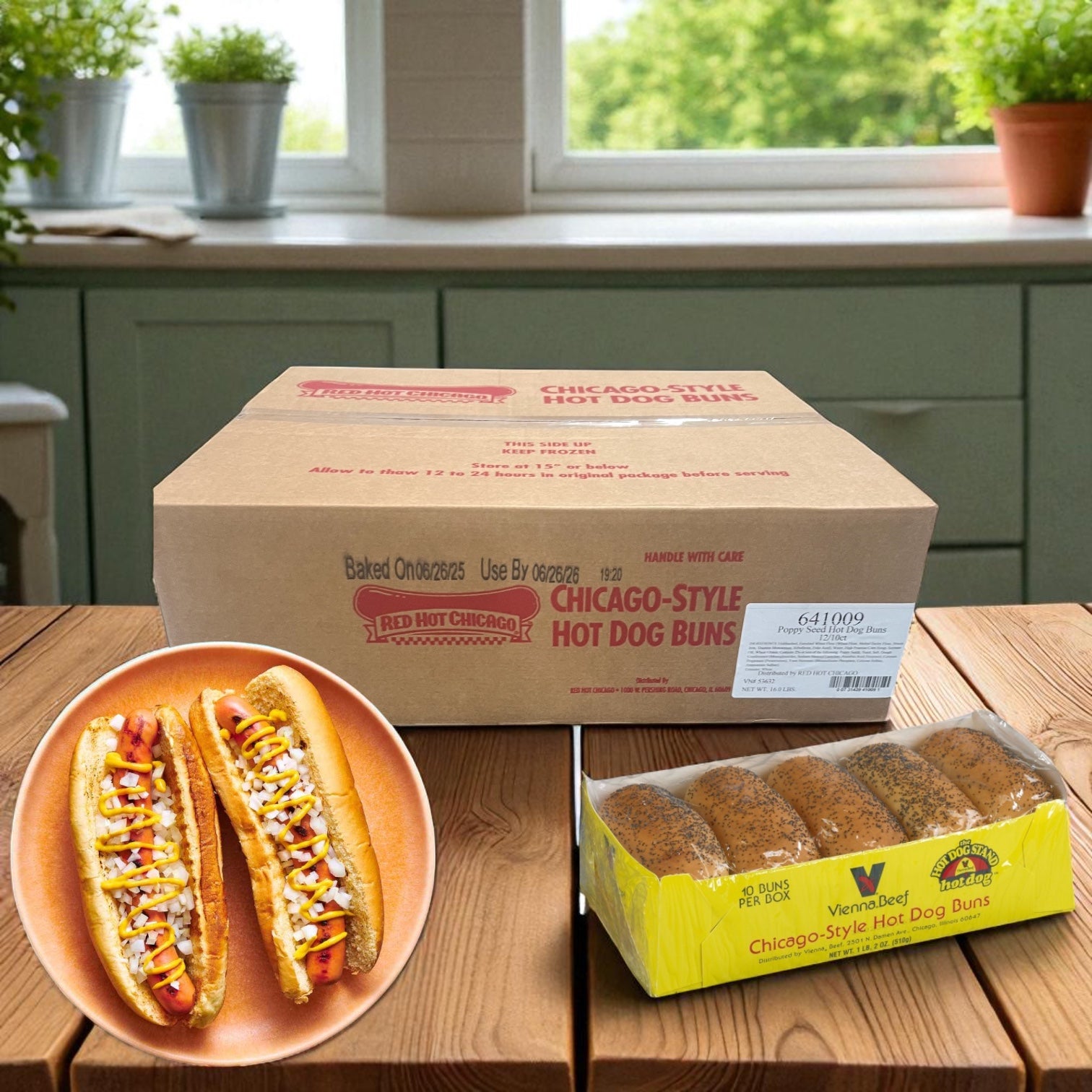 Vienna Beef Poppy Seed Hot Dog Buns 10 Count - 12 Pack